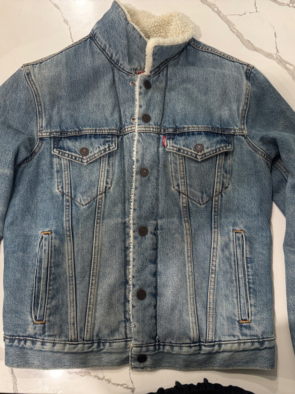 Levi's Light Blue Denim Jacket with Cream Sherpa Lining